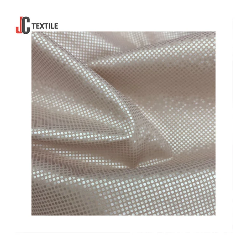 Factory Supplier Silver Dot Pattern 100% Polyester PU Coated Fabric Water Resistant For Women Dress Garment