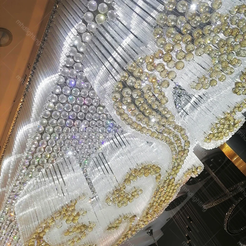 2024 Big Hotel Project Modern Luxury  Ceiling Crystal Glass Chandelier Room Pendant Lights Luxury Decorative Lighting