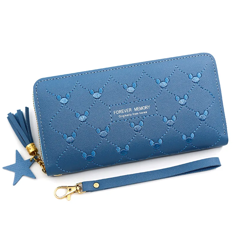 Ladies Clutch Designer Quilted Long Zipper Coin Purses Tassel Women Leather Carder Holder Wallets Wholesale 2023 New Pu