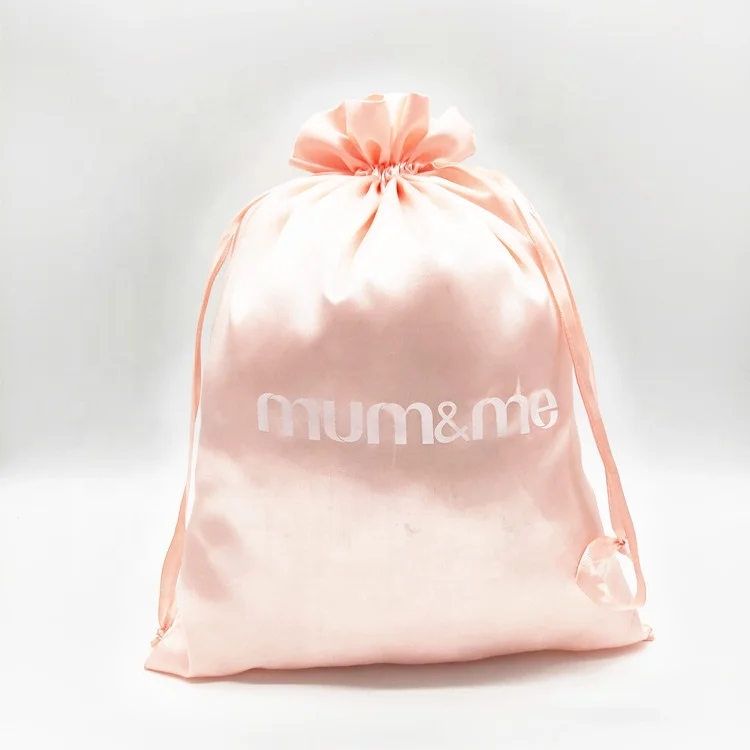 New fashion women RPET satin drawstring bag with logo custom for package satin drawstring gift bag for promotion