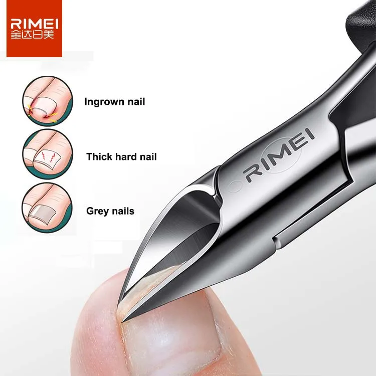 RIMEI professional stainless steel sharpening curved for ingrown nail blackened nail nipper