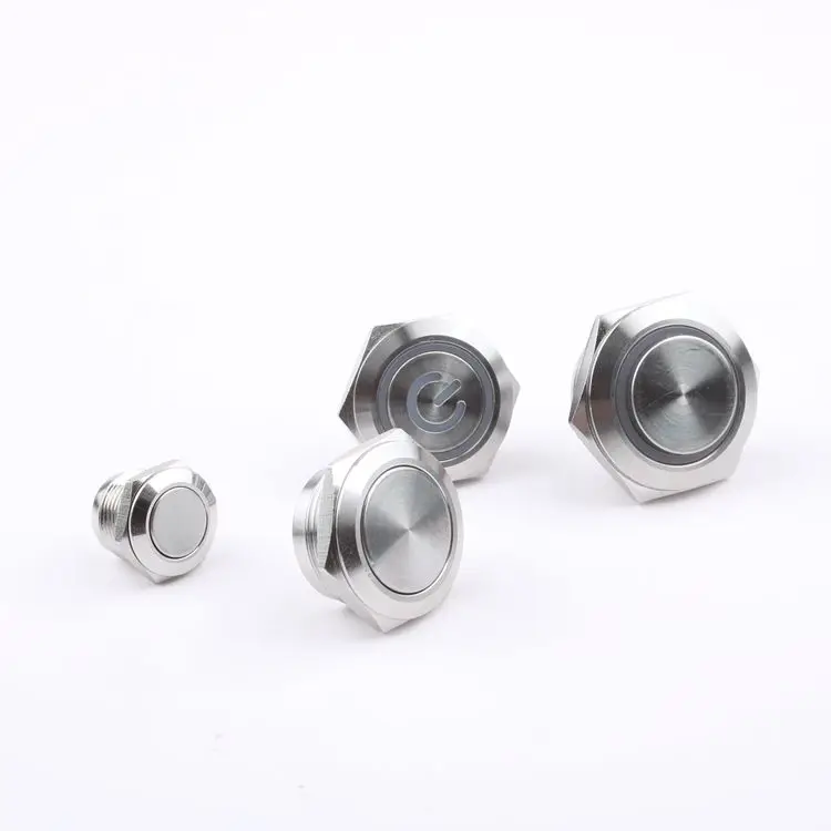 Short Body Flat Head Anti Vandal Switch 19mm 16mm 12mm 1No push button switch 1No