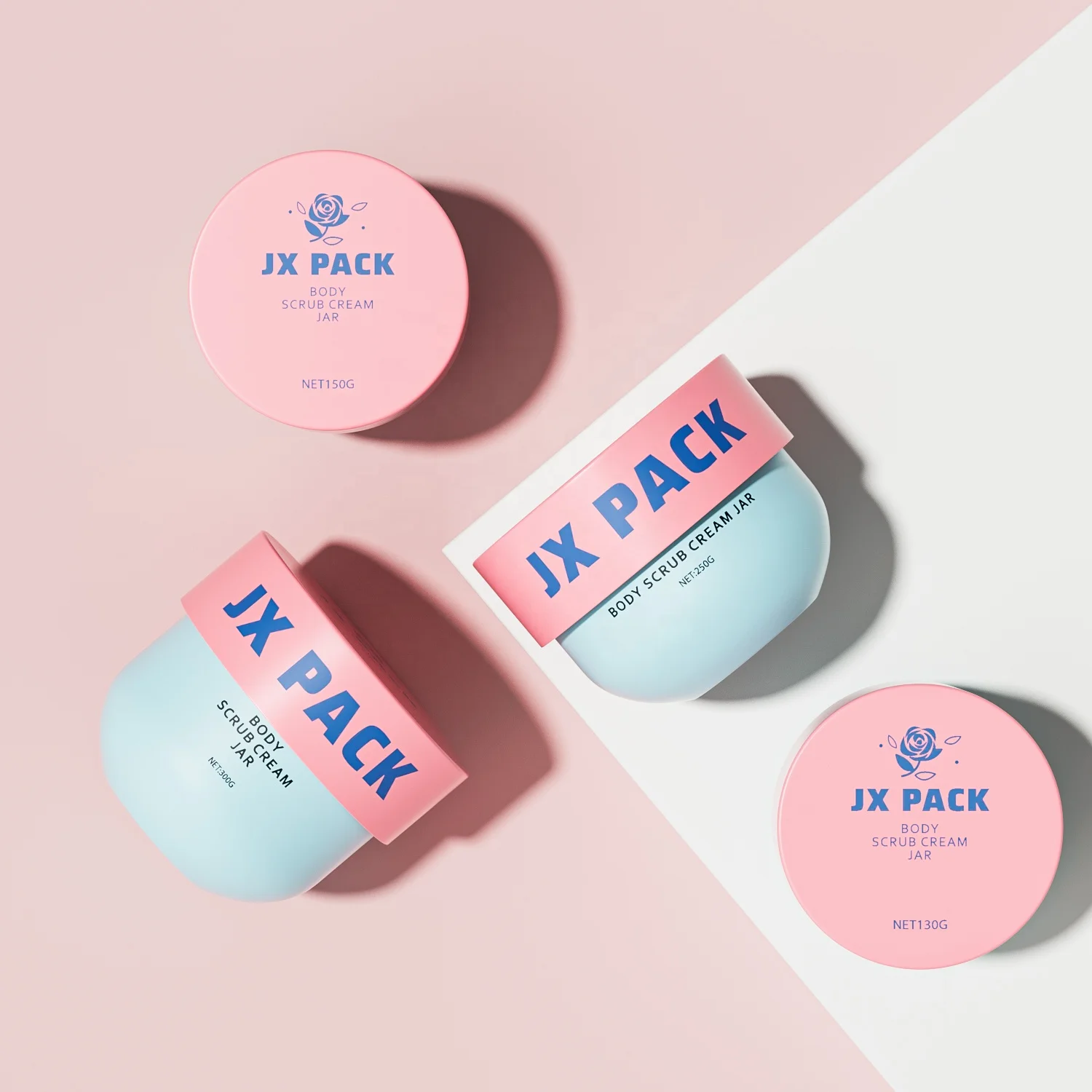 130ml 150ml 250ml Plastic body scrub container cosmetic cream jar packaging custom hair mask jar 300ml oem pet cream jars