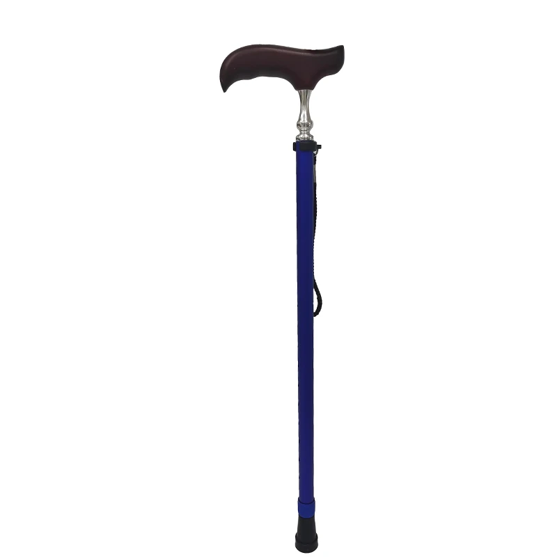 Hot Sell Adjustable Telescopic with wooden handle blue walking  cane