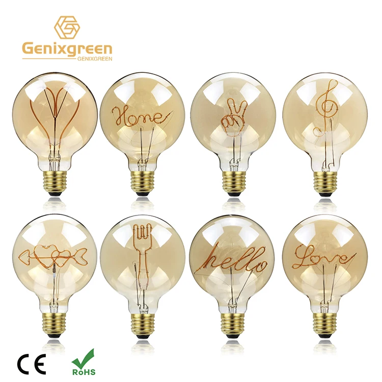 Wholesale Retro Letter Bulb Dimmable Led Filament LOVE G125 Decoration Vintage Glass Light Bulb Edison Lamp Home Decor Bulb