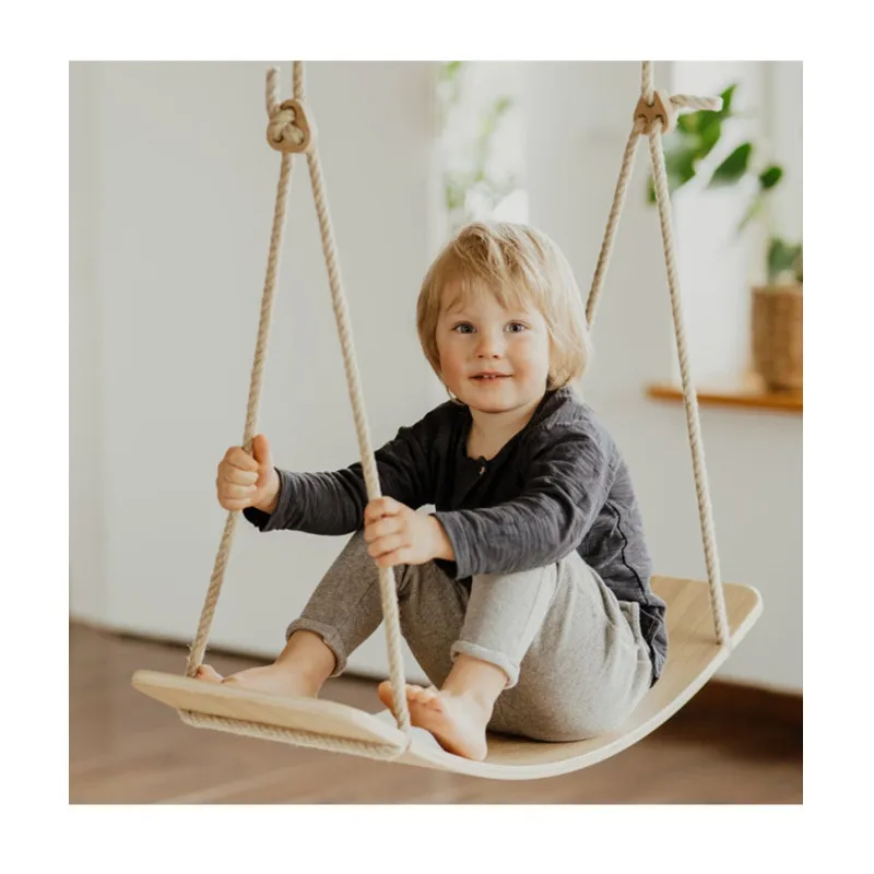 indoor kids room wooden swing chair wooden balance board 2 in 1 playground outdoor kids gym equipment exercise fitness home