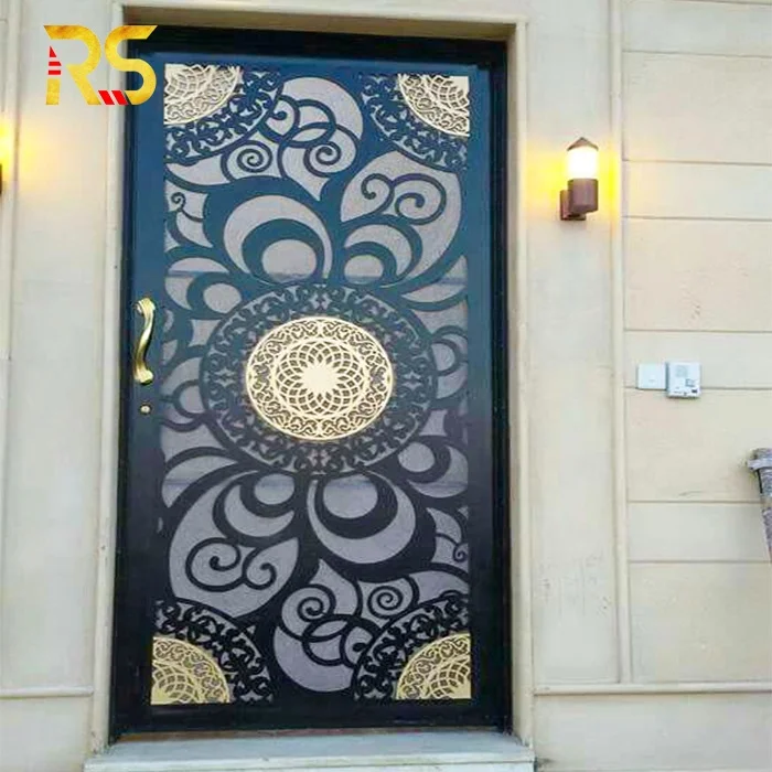 Foshan black metal door iron single door design for house