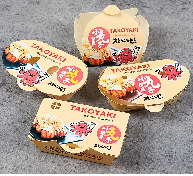 food grade take out box takoyaki paper box custom printed logo takoyaki ball box food packaging supplies