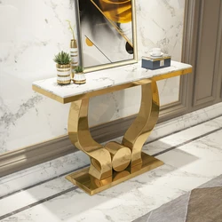 High quality modern luxury stainless steel metal marble counter tops customized  console table