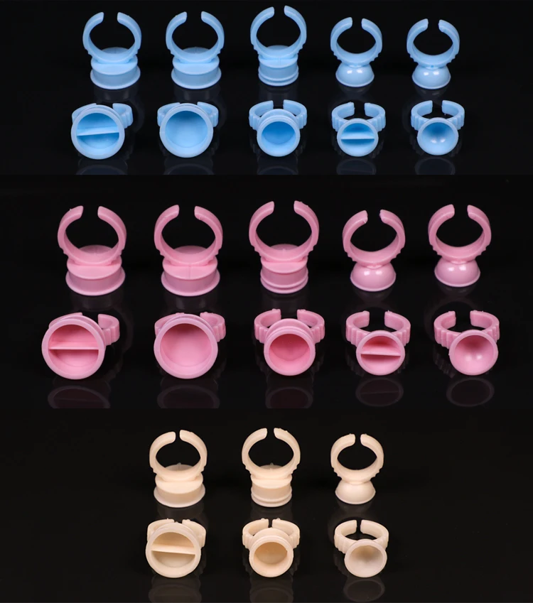 Pink Permanent Makeup Adhesive Pigment Microblading Tattoo Ink Disposable Holder lash Glue Ring Cup Eyelash Extension Tools