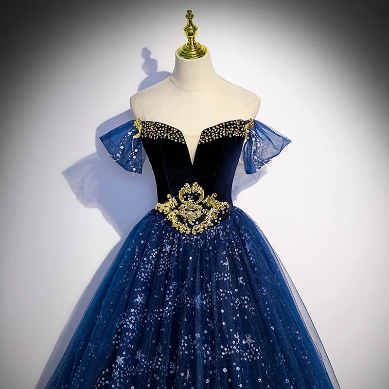 W-S1131A Quinceanera Dresses Long Formal Vestidos Prom Dress Blue Evening Dresses Gowns for Women Party