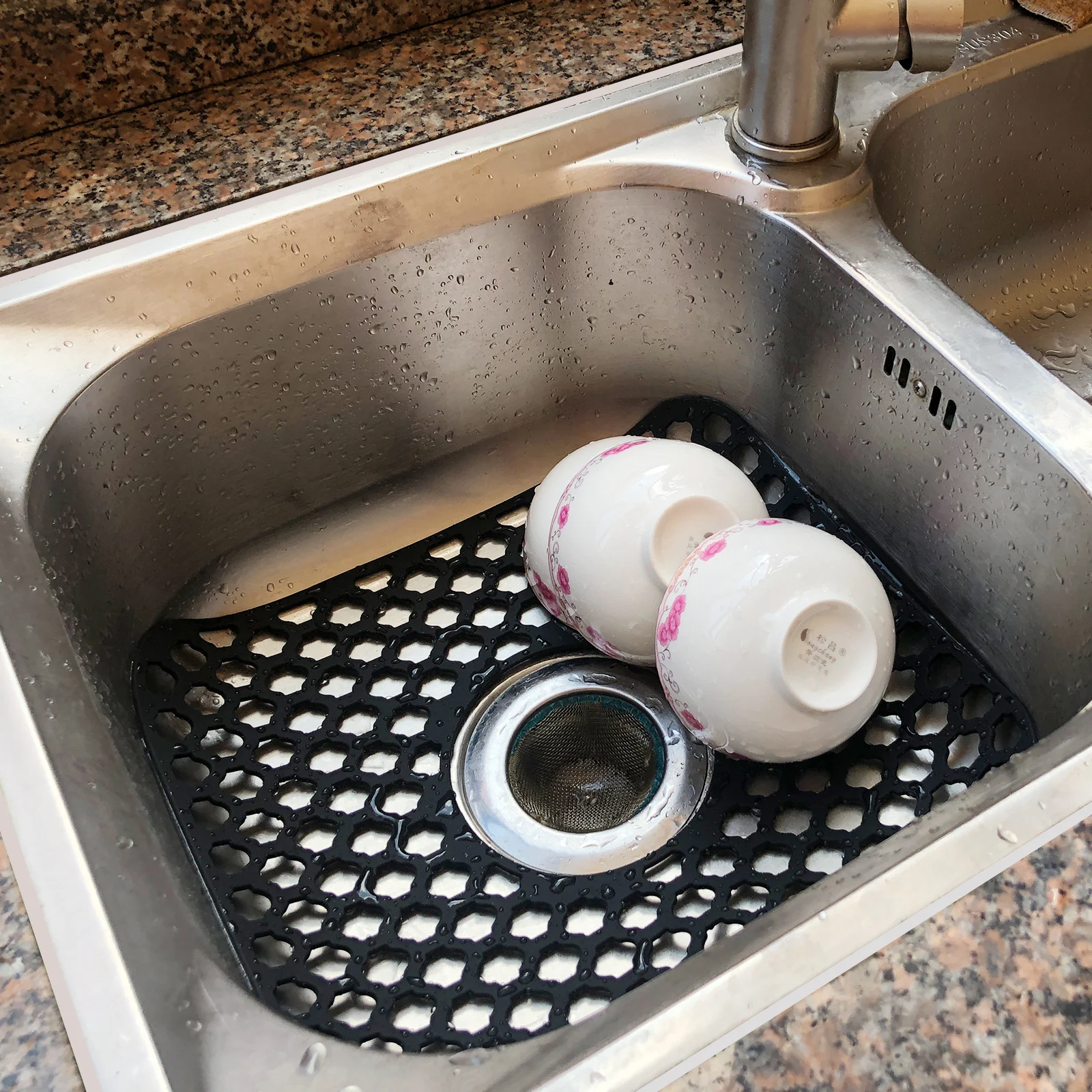 Hot Sale Kitchen Sink Protector Mat Pad Set Silicone Sink Mat Sink Divider Protector Silicone Kitchen Mat