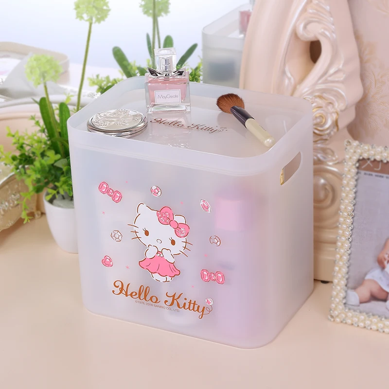 Hello Kitty practical desktop stackable PP cosmetic skin care cream storage box multipurpose portable plastic makeup organizer
