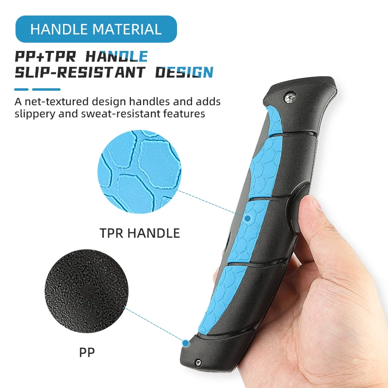 Stainless Steel Razor Sharp Black Coating Blade Folding Fillet Knife With Custom Color PP+TRP Handle Outdoor Folding Filet Knife