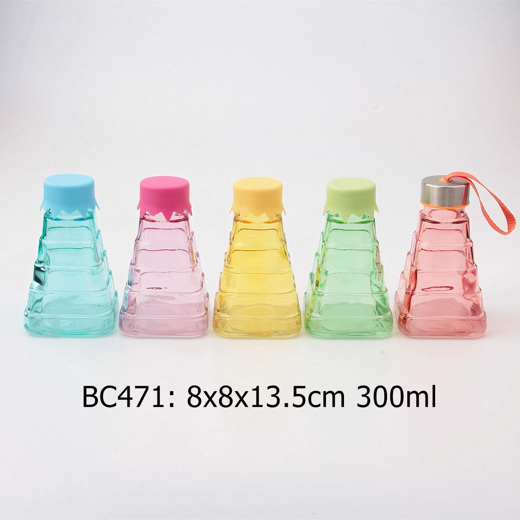 Professional Manufacturer Low Price 350Ml Glass Juice Bottle With metal Screw Lid and colorful spray for party gift Home Decor