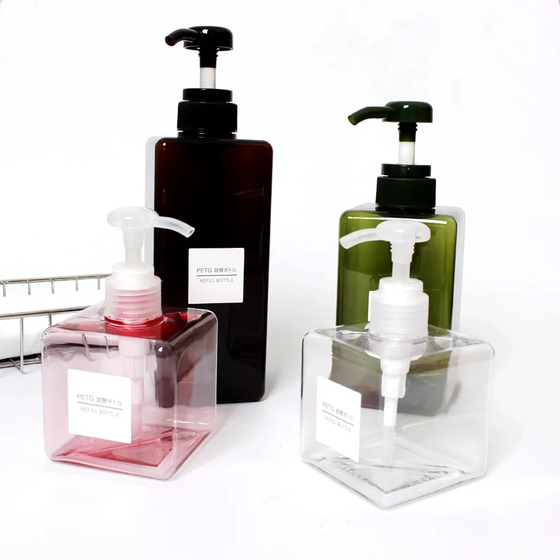 Amber Blue 100ml 250ml 450ml Shampoo Bottle Wholesale Pet Plastic Lotion Bottle With Black Lotion Pump Hand Soap Bottle