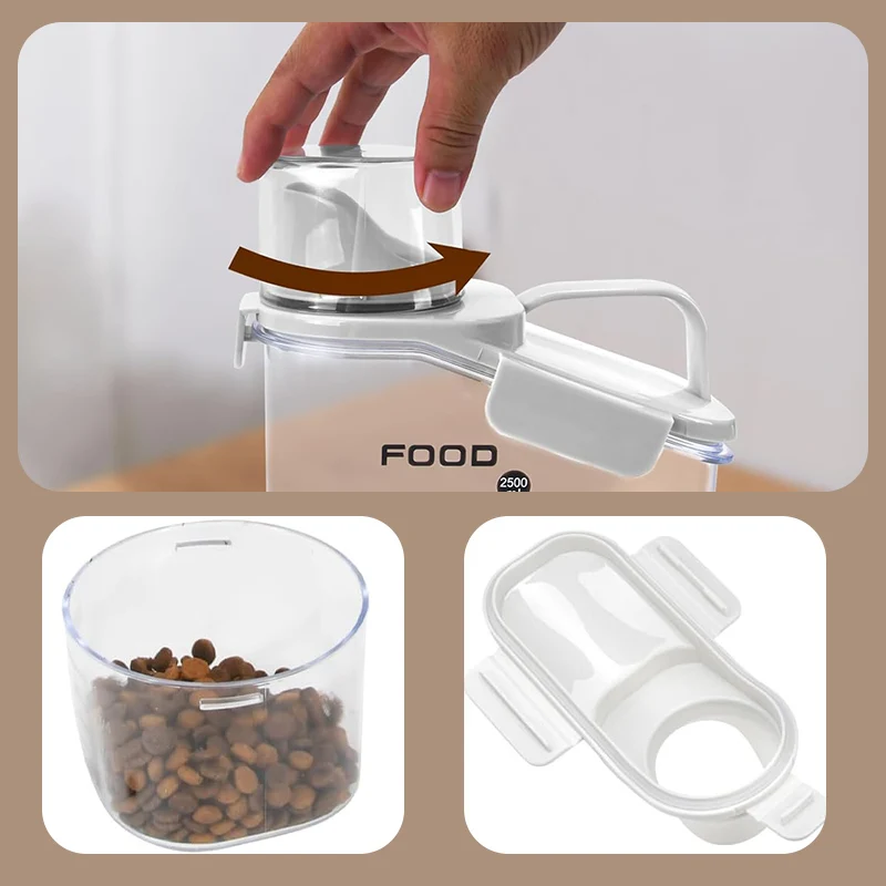 Dog Food Storage Containers Clear Plastic Food Dispensers Cereal Sealed Containers Vacuum Sealed Jars Cereal Storage