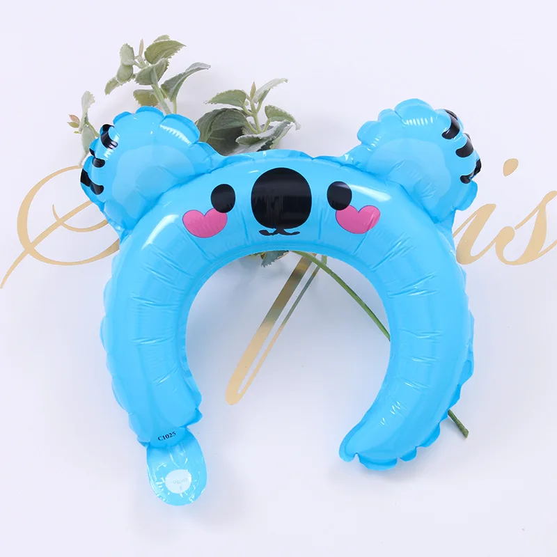 Wholesale Promotional Small Gift Foil Balloons Cartoon Head Animal Festival Hair Hoop Band Aluminum Folm Clasp Balloon