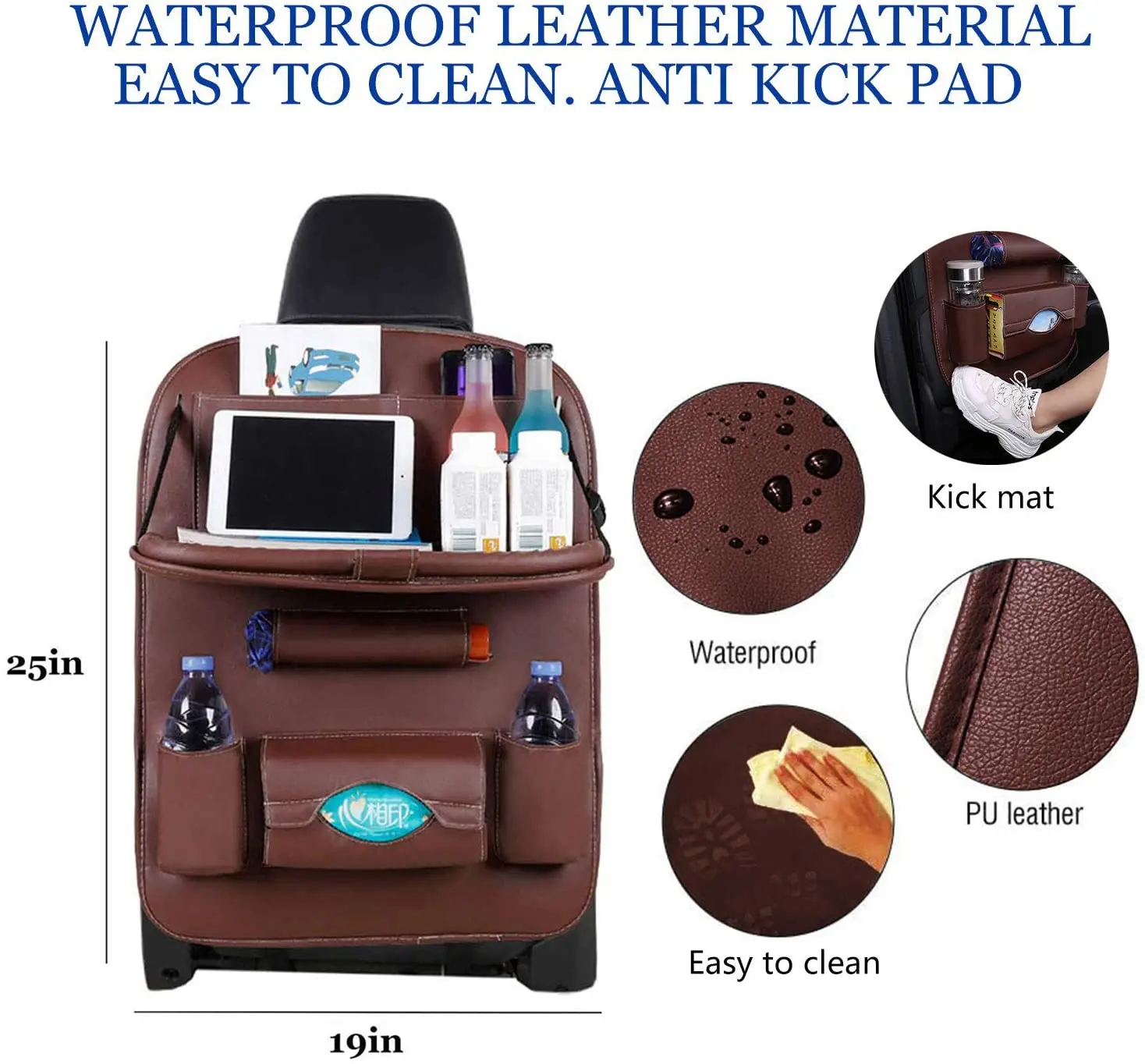 Tray Tablet Holder Tissue Box Auto Back Seat Bag Protector Accessories Car Back Seat Organizer Storage Bag with Foldable Table