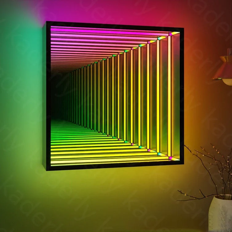 customization Geometric design home decoration RGB color changing 3D magic mirror Infinite magic mirror LED wall lamp
