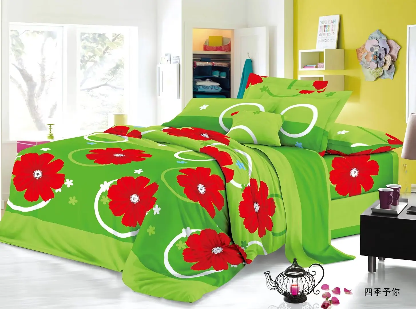 Комплект из мягкой и дышащей полиэфирной кровати с принтом цветов в африканском стиле