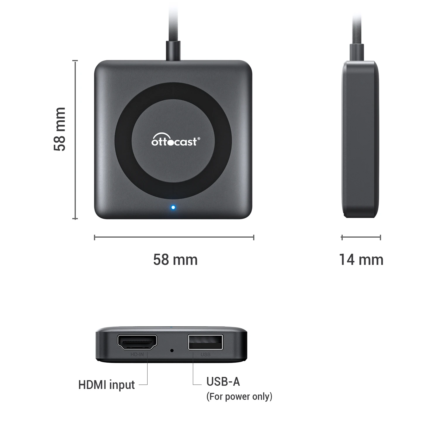 Ottocast New Design Car TV Mate Wireless Carplay Adapter Multimedia Carplay Box Convertor For Car Game Consoles TV Stick