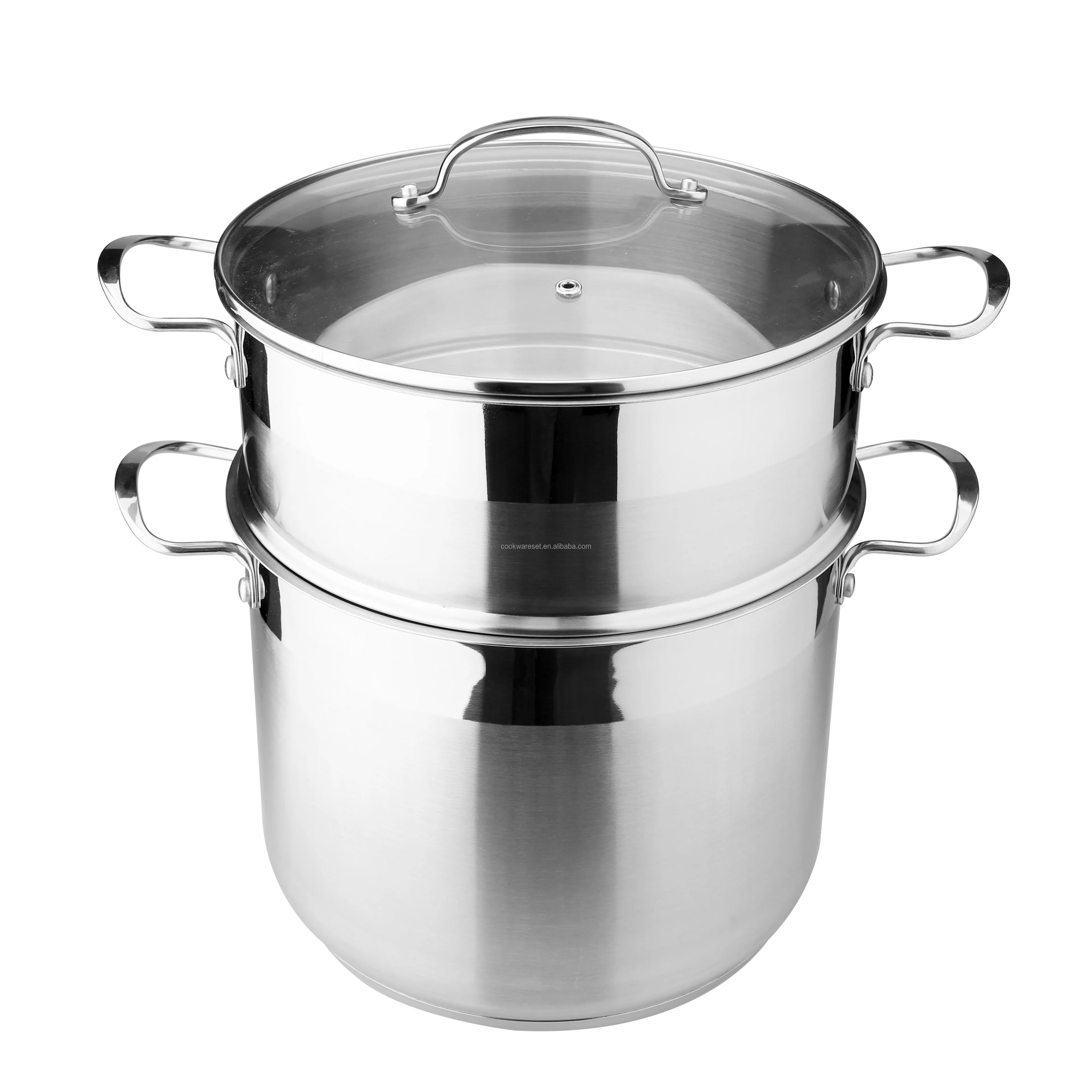 Premium stainless steel couscous steamer pot cookware with glass lid food cooking steel food warmer pot