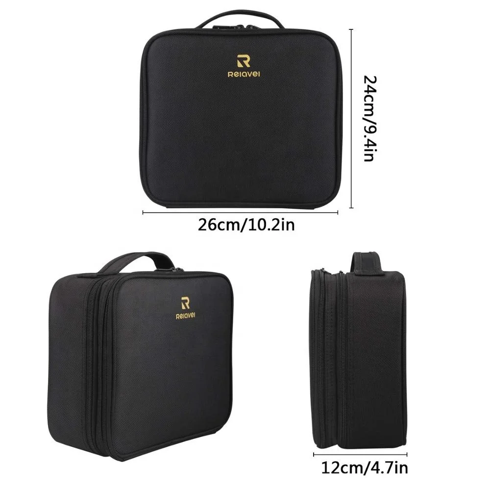 Makeup Train Case with Mirror 2 Layer Large Size Make Up Artist Box with Adjustable Shoulder