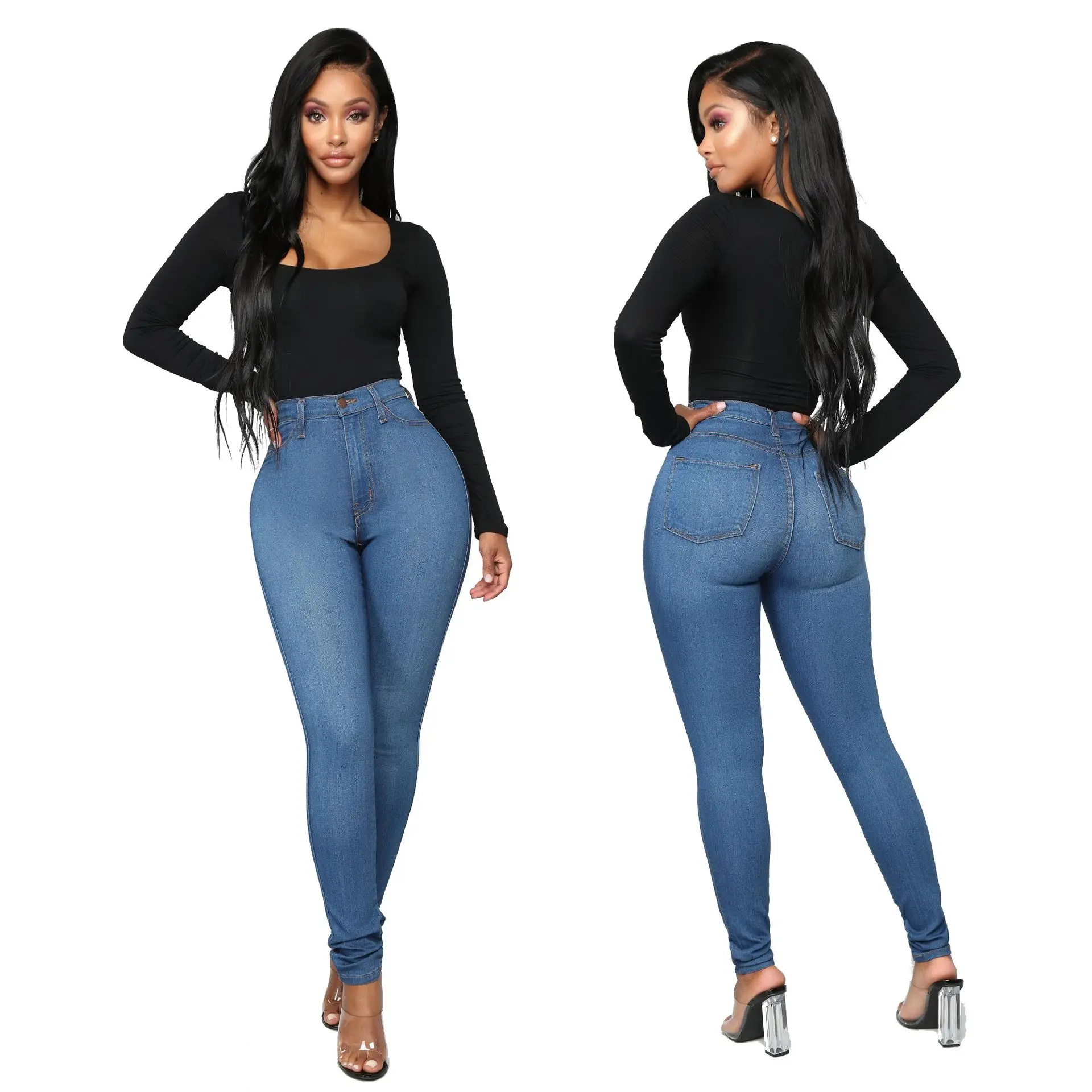 Wholesale Sexy Women Jeans Trousers Ladies High Waist Skinny Denim Jeans