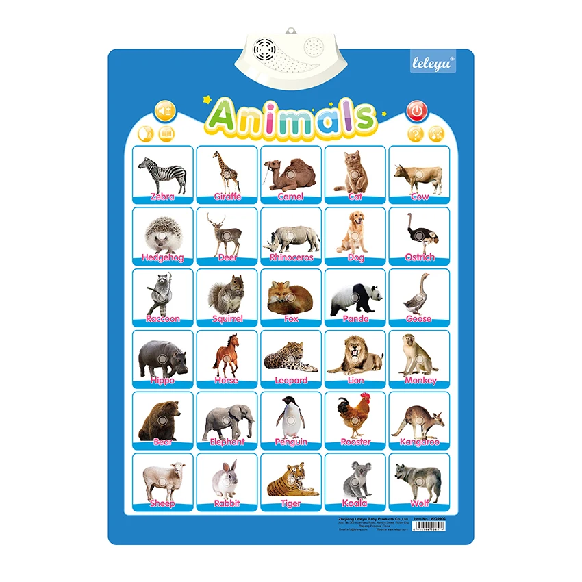 Hot-selling learning talking posters animal wall charts family interactive toys for kids