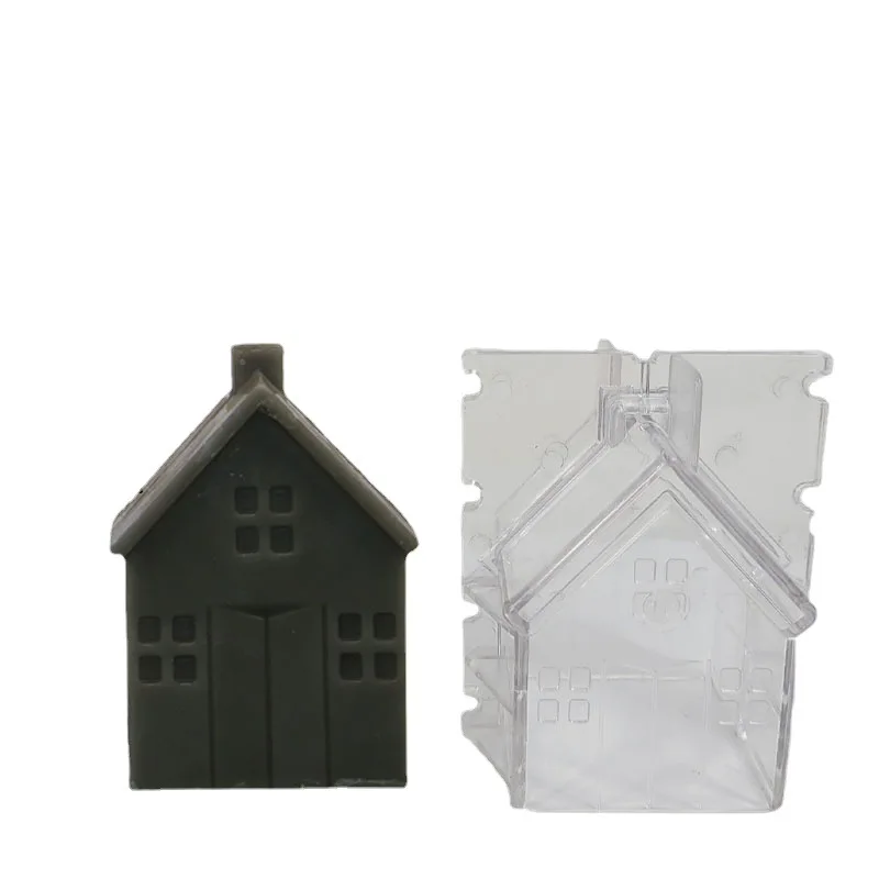 HY Small House Candle Acrylic Molds for Acrylic Villa Wooden House Candle Making Mold