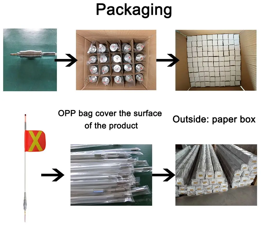 Flexibility Collapses To 44Cm Tele Construction Flag Whip Pole Led 8 Inch Light On The Top Led Flag Pole Whip