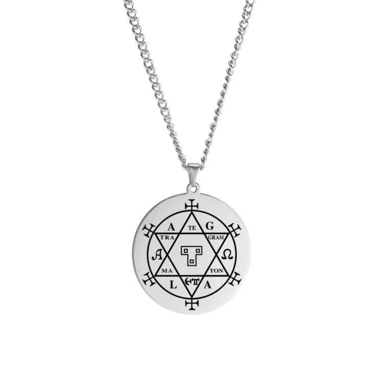 New Styles  Witchcraft Hexagram of Solomon Goetia Necklace Amulet Pendants  Talisman Stainless Steel Jewelry