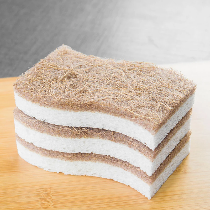 Kocean Cleaning Supplier Biodegradable Compostable Cellulose and Coconut Scrubber Sponge For Dishes Sink with Scouring Pads