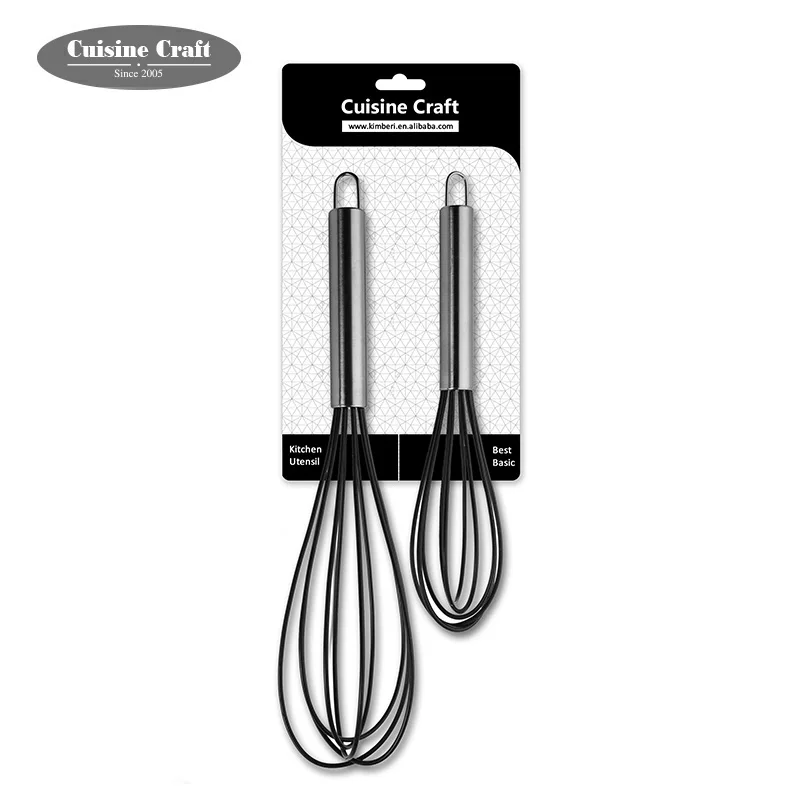 Popular best selling kitchen gadgets set of 2 pieces non stick manual silicone egg whisk egg beater