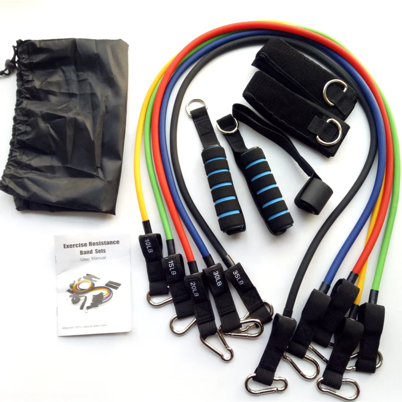 new product customized  multi function  Fitness Exercise Resistance Tube Bands 11pcs Set Gym Equipment Set bandas de resistencia