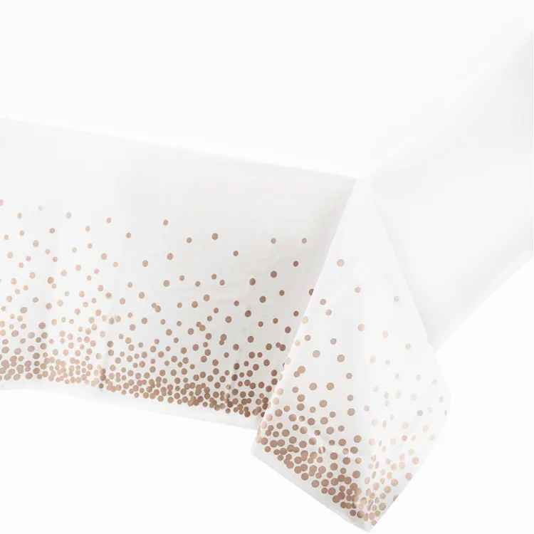 
4 Pack Gold Dot Confetti Rectangular Table Covers Plastic Tablecloths for Parties Thanksgiving Christmas Wedding 