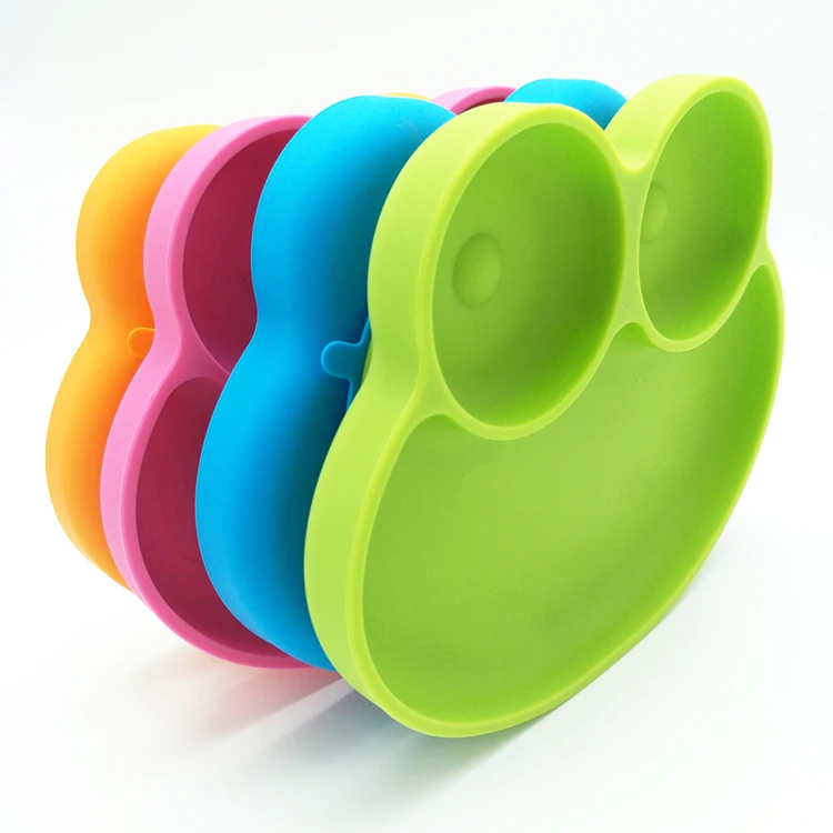 Promotion Kid 3 Compartment Plate Silicone Food Plate Divide Silicone Baby Plate