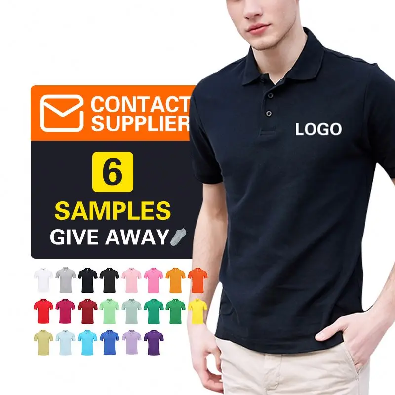 Wholesale 100% Cotton Embroidery Logo Polo  Shirts  Plain Golf Polo T-shirts Custom  Polo Shirt