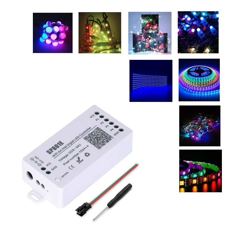 Контроллер приложения Wi-Fi SP801E WS2812B WS2811 SK6812 WS2815 цифровой однопроводный RZ-код светодиодный драйвер