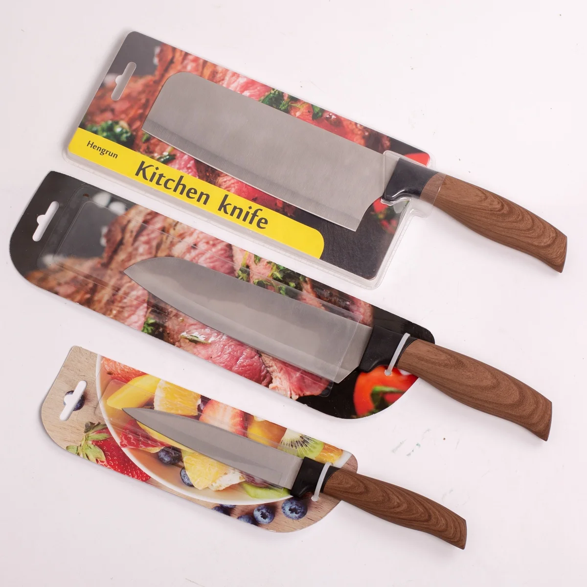 Professional high carbon stainless 3Cr13 kitchen knife colorful wooden grain handle Kitchen Knives Set