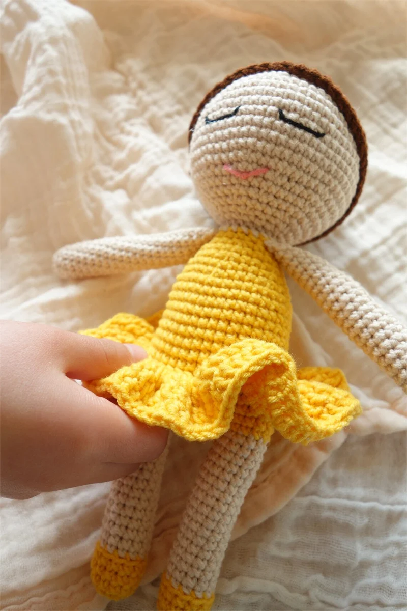 TK Amigurumi Handmade Mexican Crochet Baby Plush Girls Dolls Brown Soft Artist Toy
