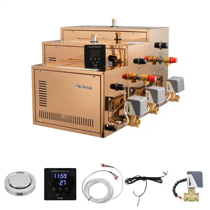 Huaxi factory steam generator wet steam machine for sauna spa bath generator steam engine golden color luxury sauna bath machine