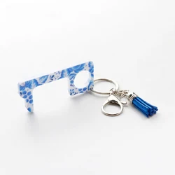 Lightweight Easy To Carry Acrylic Material Key Door Opener Keychain No Touch Door Opener