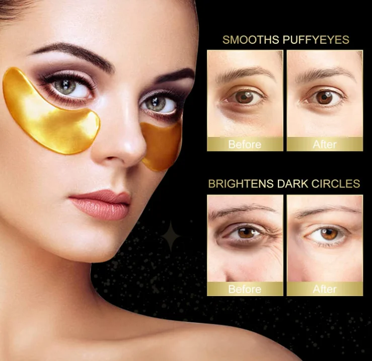 24k Gold Crystal Collagen Eye Mask Patches Anti Aging/Dark Circles/Puffiness Moisturizing Eye Patch Gel Eye Pads