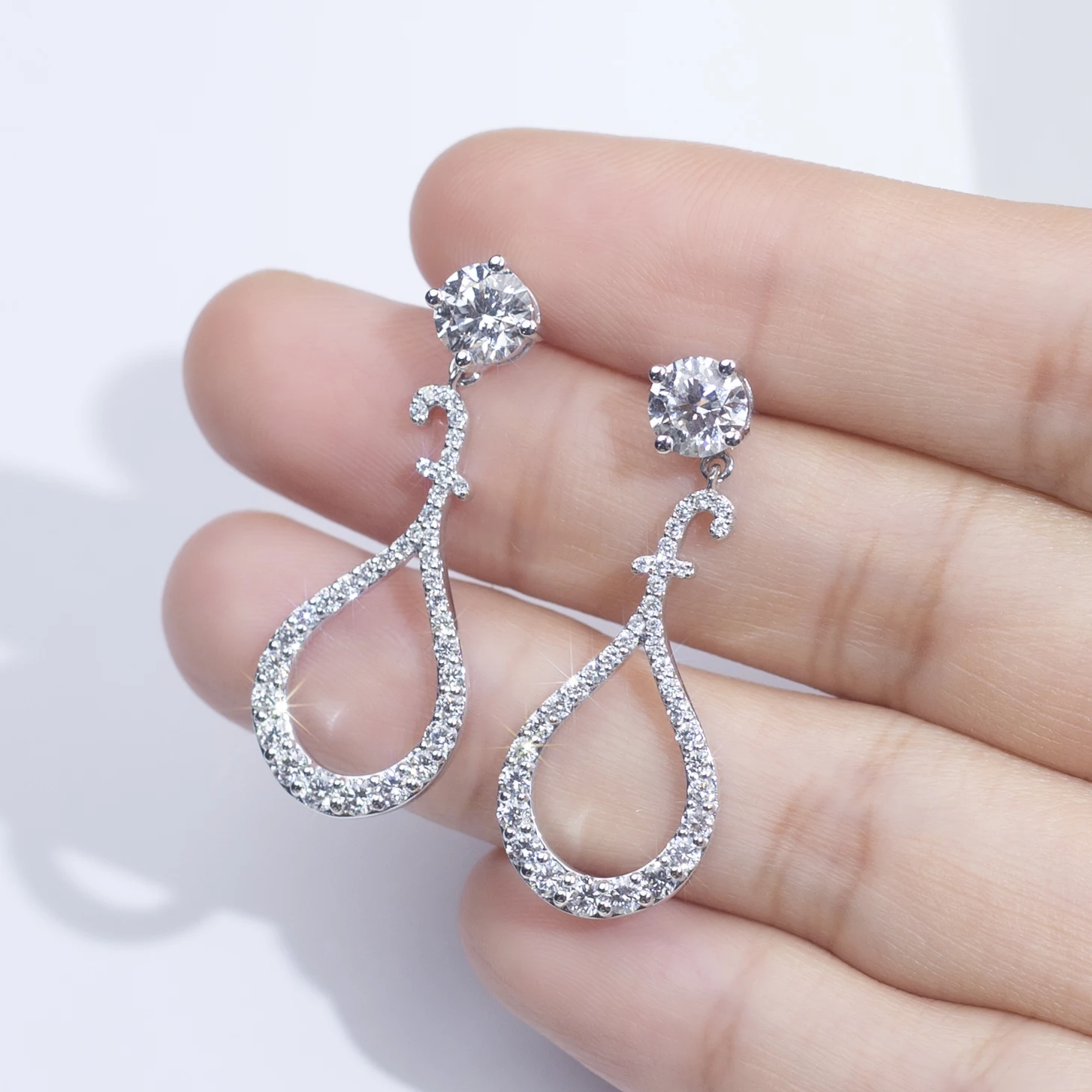 Fine jewelry earrings 2023 High Quality 14K White Gold lab Diamond Earrings for women