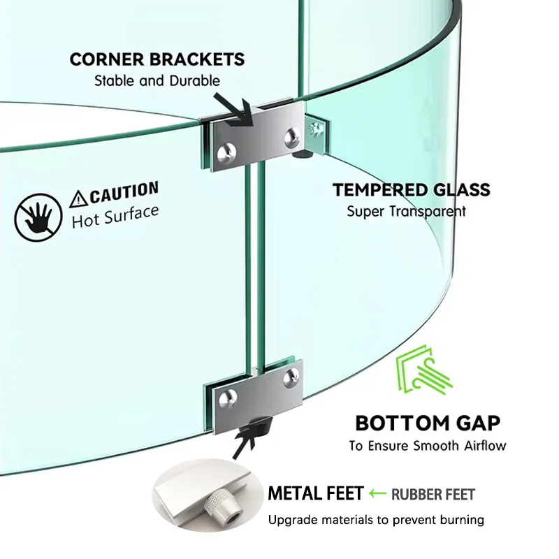 Heat-Resistant Glass Fire Stand Glass Guard Fireproof Glass For Fireplace Fire Pit Wind Guard