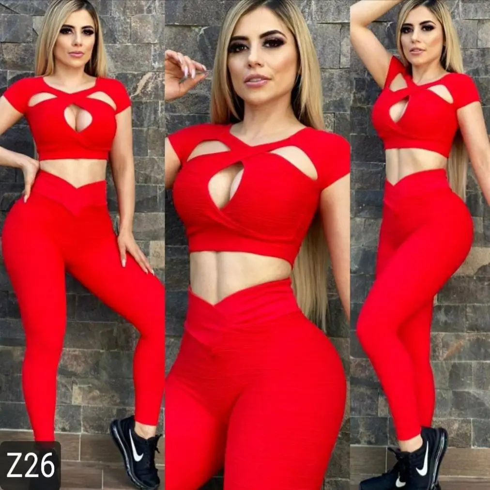 KC 2022 Ins New hollow out bright color elastic breathable yoga sports fitness suit for women