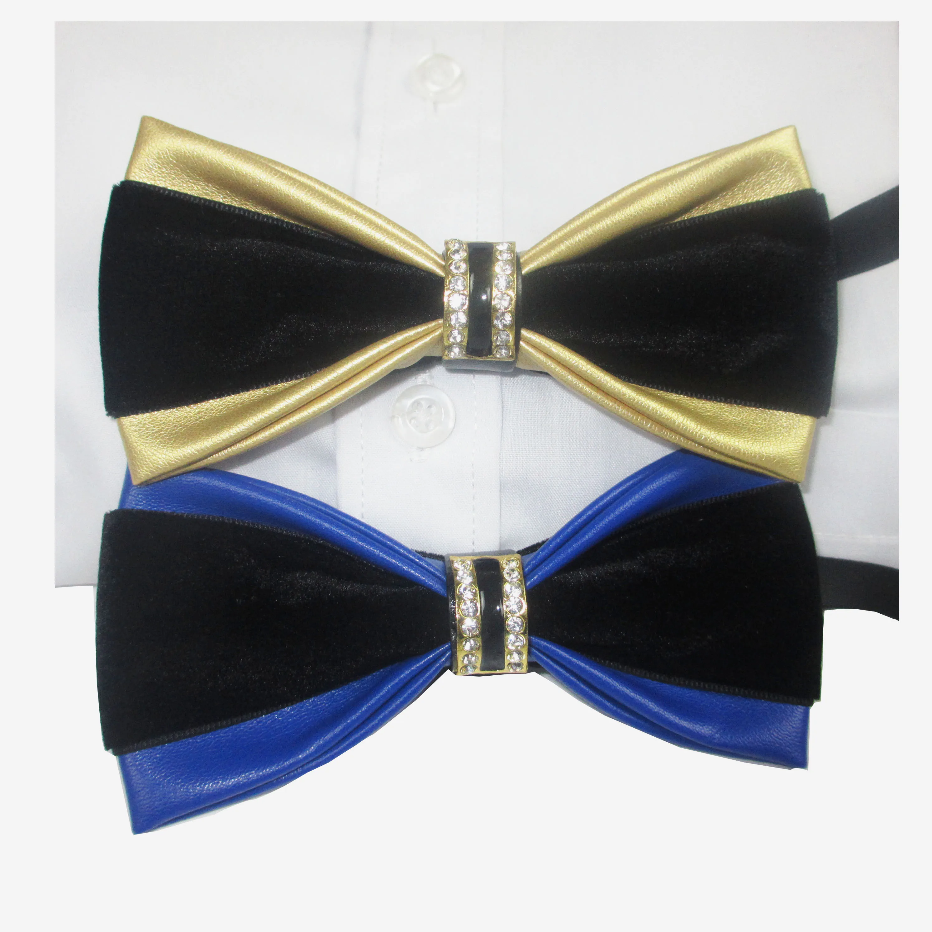 
Wholesale Leather Bow Tie With Diamond Black Gold Papillon For Men Gift Box Set 