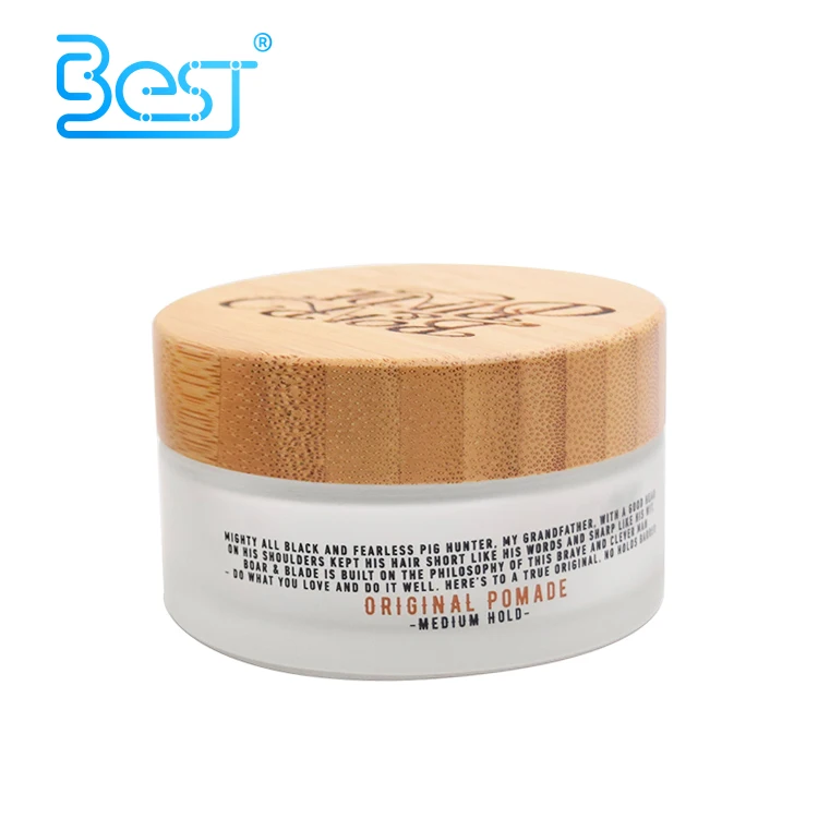 30g 50g 100g cosmetic frosted glass jars with bamboo wood cap